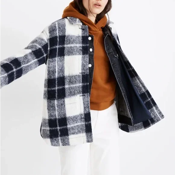 Madewell Navy and White Checkered Jacket - Picture 2 of 5
